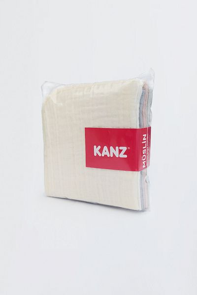Kanz عبوة من 10 مناديل مبللة للفم للأطفال - 100% قطن، 25x25 سم