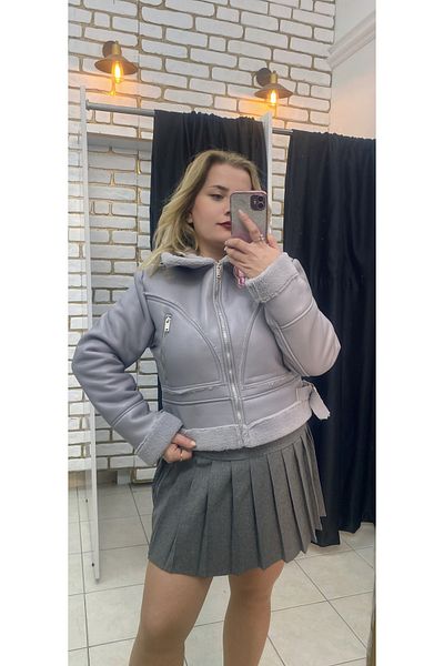 TUBA TOPTAŞ Leather Slim Fit Crop Coat
