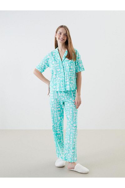 LC Waikiki Set de pijamale pentru femei LCW DREAM cu guler de cămașă