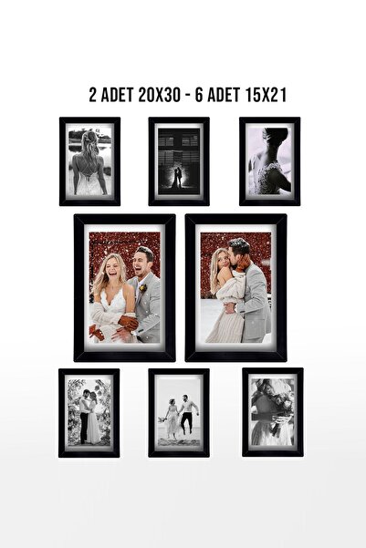 yhfoto 2 komada 21x30 - 6 komada 15x21 - Crni višestruki okvir - Drveni MDF P...