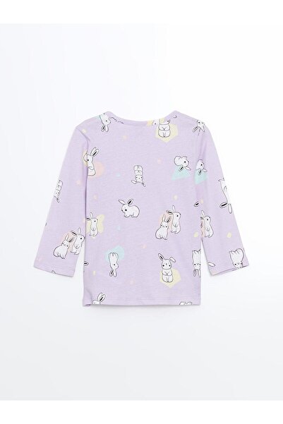 LC Waikiki LCW Kids Bisiklet Yaka Uzun Kollu Baskılı Kız Bebek Pijama Takımı