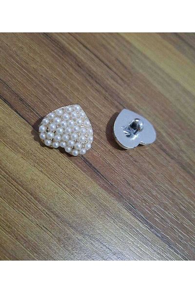 Beyna 1.5cm Heart Pearl Metallized Button - 1 Pack 4 Pcs