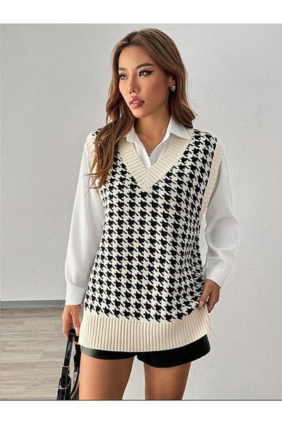 YUGA KNİTTİNG 65 cm Oversize Women's Sweater - Thick and Soft Texture, V-Neck Pattern (S-Xl Intermediate)