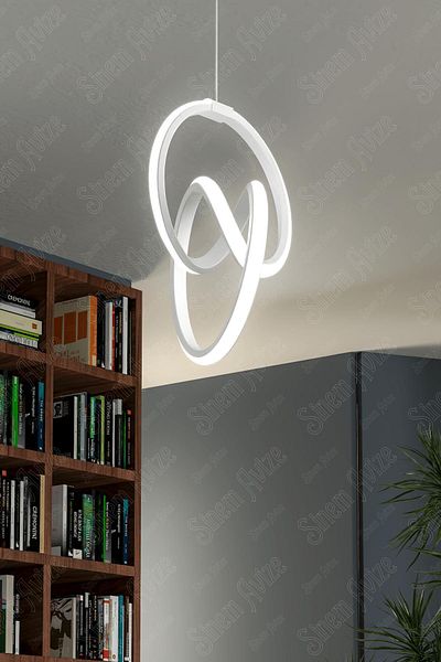 Ece Aydınlatma Orko White Case, White Led Light Led Chandelier for Living Room, Entrance, Kitchen