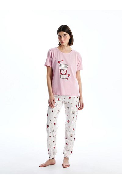 LC Waikiki Lcw Dream Crew Neck Printed Women's Pajamas Set