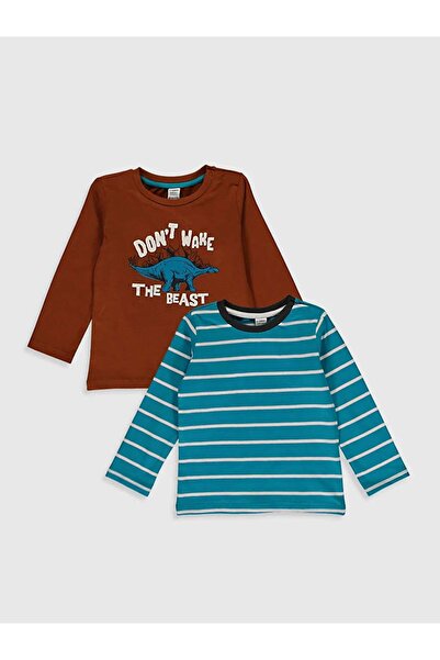 LC Waikiki LCW baby Kahverengi Erkek Bebek Tişört 2'li