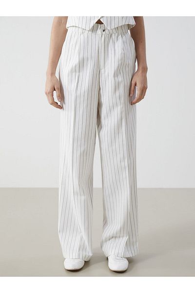 LC Waikiki Loose Fit Striped Linen Blended Women's Trousers