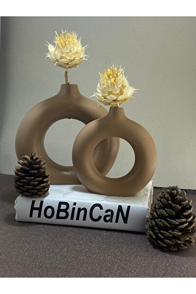 BLANJ Bohem ikili halka vazo Mocca kahve