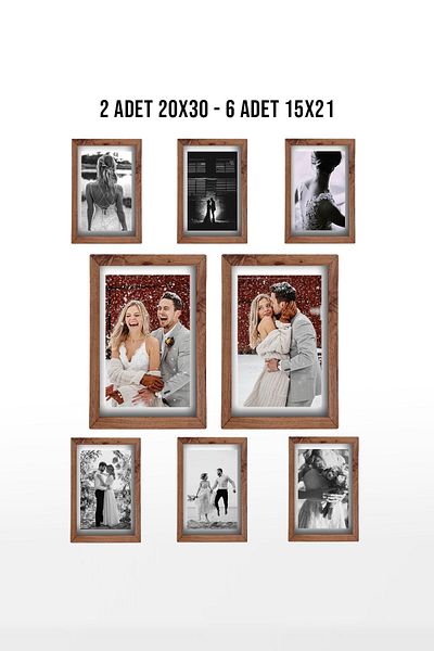 yhfoto 2 броя 21x30 - 6 броя 15x21 - Комплект дървени MDF PVC рамки за снимки