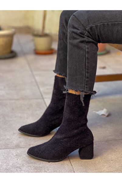 irmona PELLU SİYAH PELUŞ TRİKO BOT BOTTİE