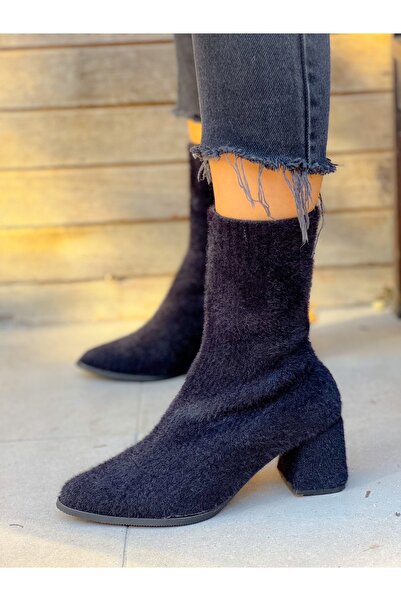 irmona PELLU SİYAH PELUŞ TRİKO BOT BOTTİE