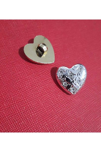 Beyna 2 cm Crystal Stone Silver Button - 1 Pack 4 Pieces