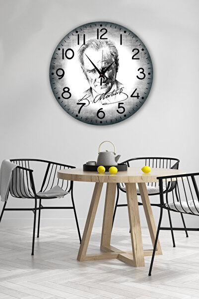 Bilge Lazer bilge Tasarım  ATATÜRK detaylı   Duvar Saati 35  x 35 CM