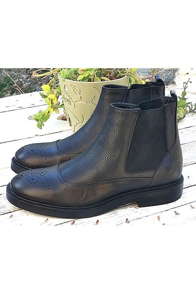 MARCOMEN 16163 Men's Genuine Leather Classic Chelsea Boots