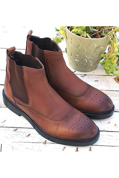 MARCOMEN 16163 Men's Genuine Leather Classic Chelsea Boots