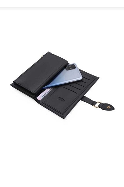 LEXA Soft Soft Faux Leather Black Women's Wallet with Zipper Compartment