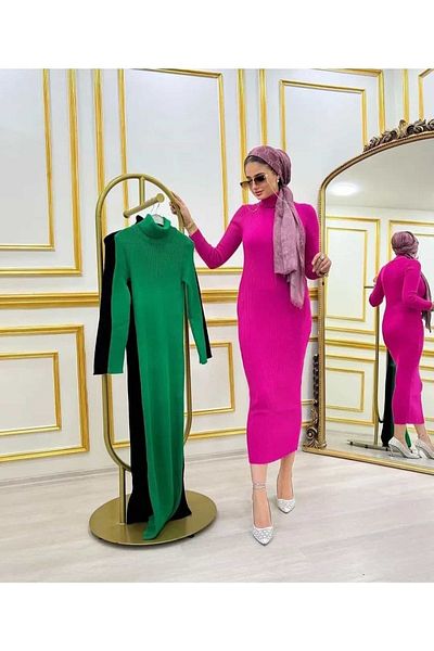 FK MODA Μισό ζιβάγκο - Μολύβι Μοντέλο Hijab Φόρεμα, Υφασμάτινη Καμιζόλα, Χωρίς Ζώνη, Ύψος 135cm