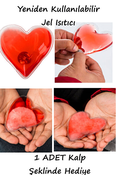 MatesStore Kalp Jel Isıtıcı Cep Sobası Kalp Şeklinde Hediye Kamp Vürut El Isıtıcısı Isınmatik Sıcak Su Torbası