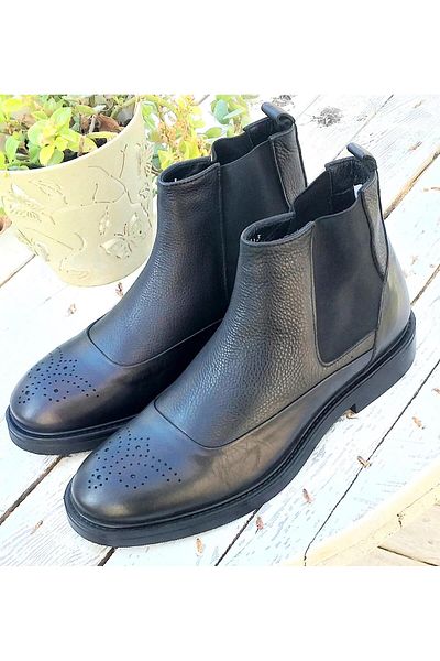 MARCOMEN 16163 Men's Genuine Leather Classic Chelsea Boots