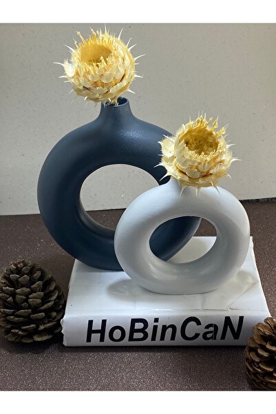 BLANJ Bohem ikili halka vazo Andasit-açık gri