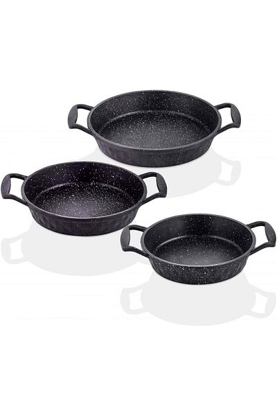 DMR LİFE Cast Iron 3-Piece Sauce Set Black Boxed 18-20-22 cm