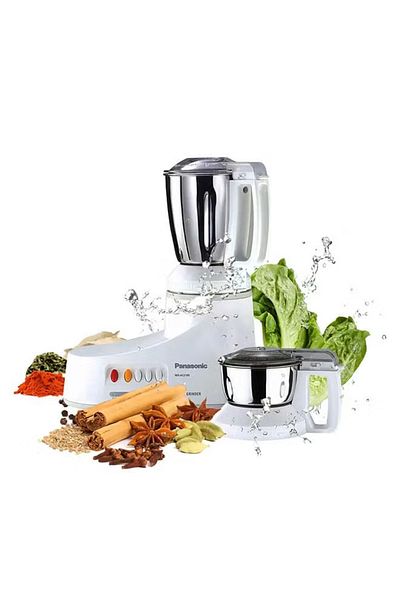 PANASONIC Powerful Mixer Grinder, 2 Stainless Steel Jars 1 L 1000 W MX-AC210S White