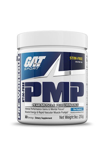 GAT SPORT Pmp Stim-free Pre-workout, Blue Raspberry, 30 Servings, Peak Muscle Performance