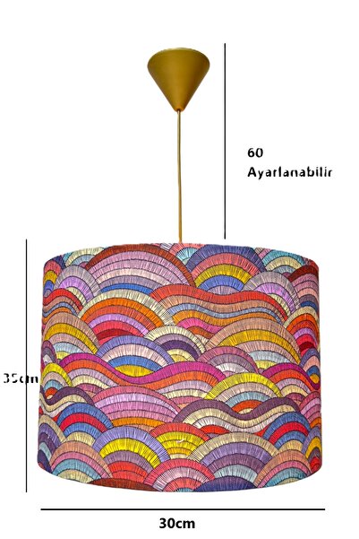 Göksu Lighting Kumaş Gökkuşağı Model (40cm-30cm) Avize Oturma Odası Hol Antre Balkon