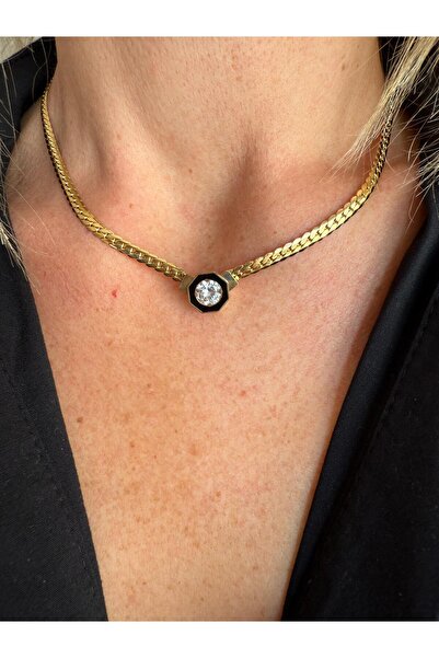 tarcin kokusu Serenay - قلادة تشاغلا، لون ذهبي، سلسلة محبوكة مطوية، ستانلس ست...