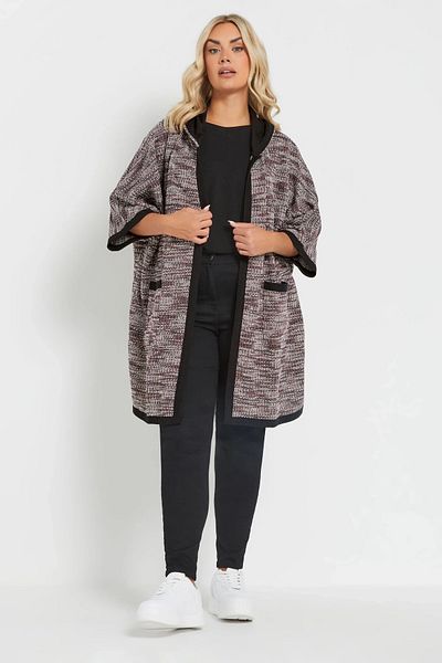 Stil Diva Plus Size Soft Textured Half Sleeve Pocket Hooded Cardigan 301796