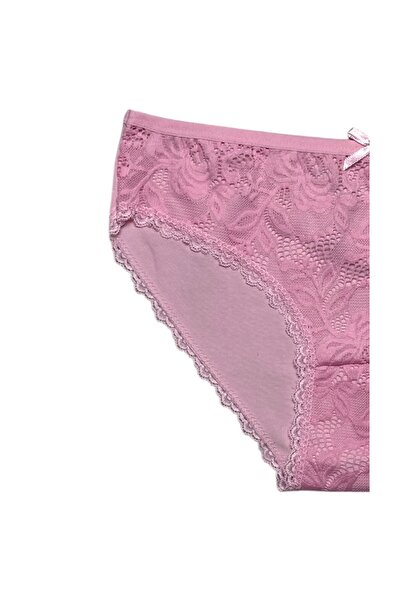 Gizli Butik Pink Cotton Bikini Panties - Women'S, Lace Front