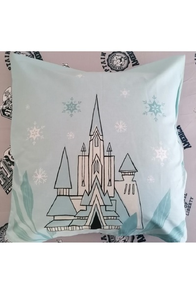 Taç Elsa Throw Pillow Cover - Crown Frozen, 65X65 Cm, 100% Cotton Ranforce