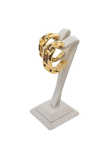 staınless steel 14K Altın Rengi Kendinden Kırışık Desenli Halka Küpe