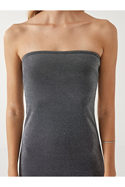 LC Waikiki Mixed Strapless Neckline Shiny Look Dress