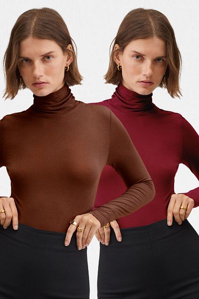 VODENS Γυναικεία Καφέ Claret Red 2 τεμαχίων ζιβάγκο εξαιρετικά απαλή μπλούζα