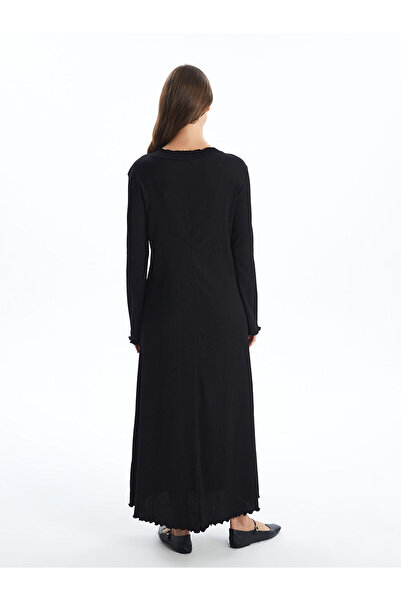 LC Waikiki Dámské šaty – výstřih, pevné, s dlouhým rukávem