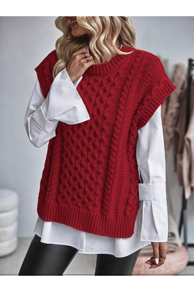 YUGA KNİTTİNG ÖRGÜ DETAYLI TRİKO KADIN SÜVETERİ