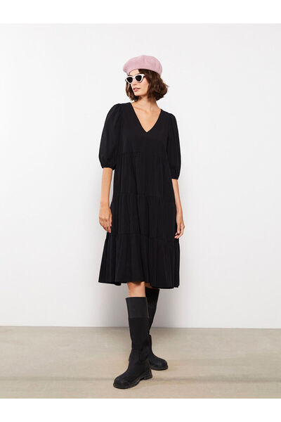 LC Waikiki Γυναικείο φόρεμα με λαιμόκοψη από ποπλίνα