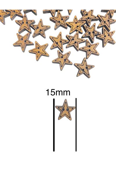 yalıgraf 15mm 20 Pieces Wooden Star Baby Button - Amigurumi