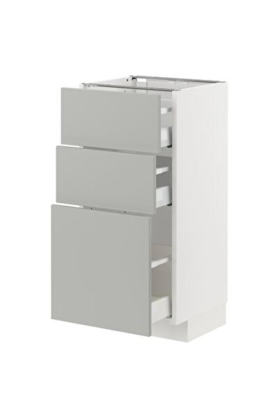 IKEA METOD/MAXIMERA, çekmeceli alt dolap, HAVSTORP açık gri, 40x37 cm