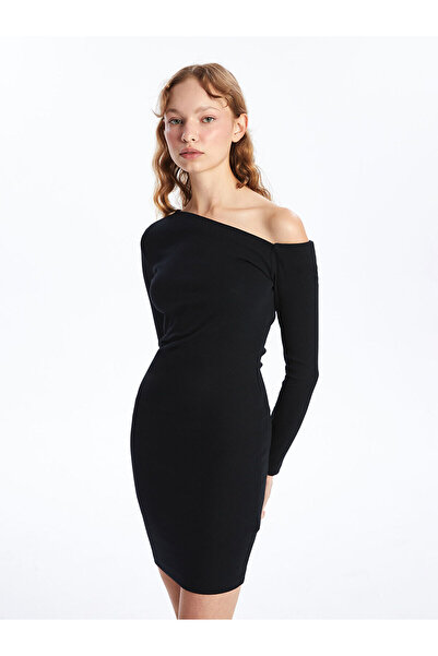 LC Waikiki Μαύρο γυναικείο φόρεμα με λαιμόκοψη