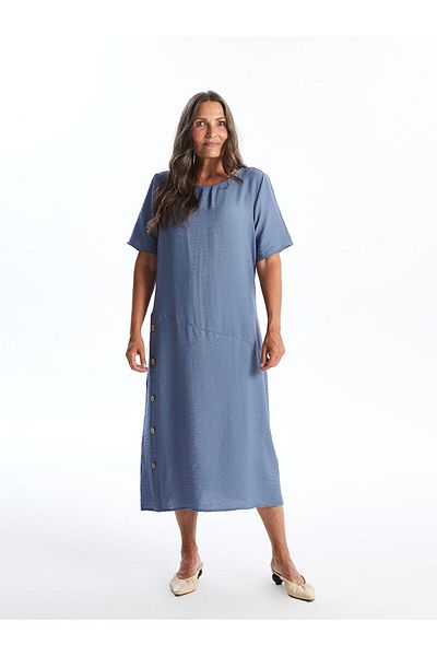 LC Waikiki Rochie de damă, dreaptă, cu mânecă scurtă, cu gât