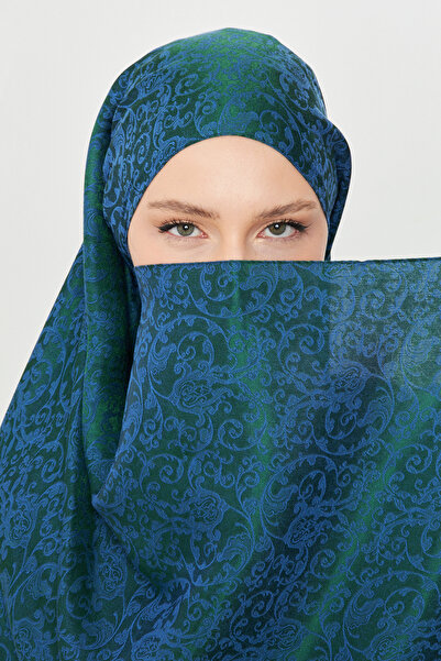 Scarf Bohemian Jacquard Shawl - Blue Green Gi Shine