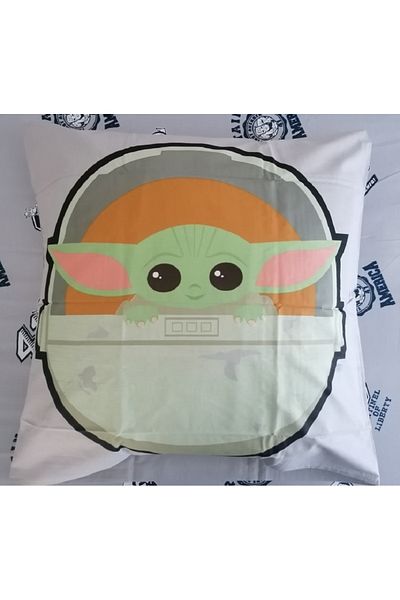 Taç Yoda Patterned Baby Crown 65X65 cm - 100% Cotton Ranforce Throw Pillow Cover