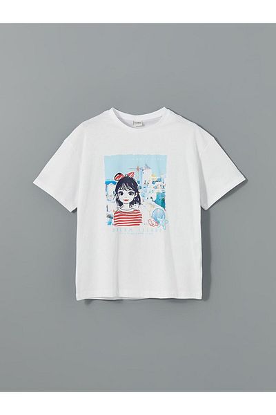 LC Waikiki Tricou pentru fetiță LCW Kids, alb, cu gât crew