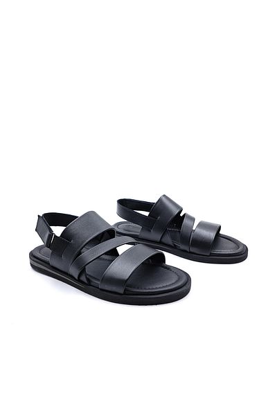 Hammer Jack Ανδρικά πέδιλα Comfort με μαύρο Velcro από γνήσιο δέρμα ελαφριάς σχεδίασης