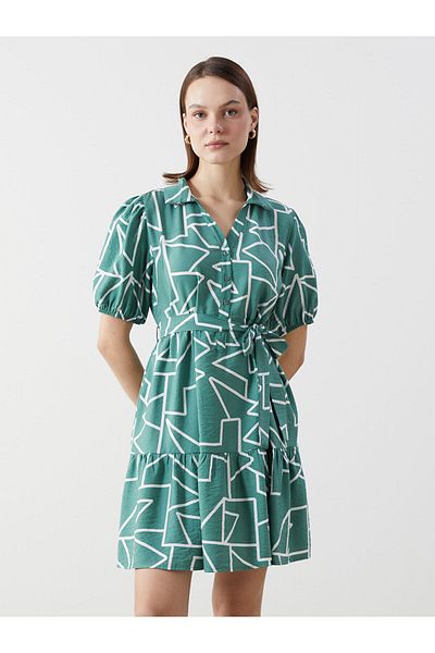 LC Waikiki Shirt Collar Patterned Women's Dress