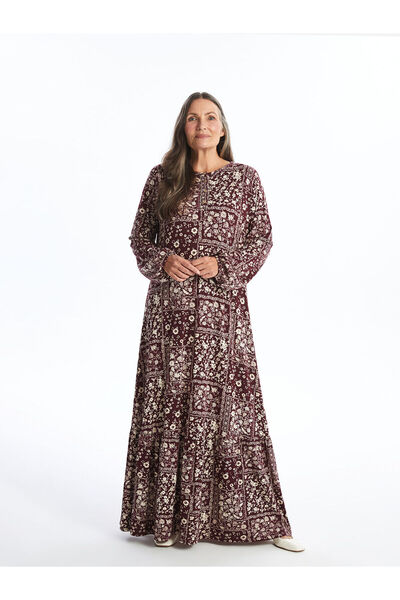 LC Waikiki Dámské šaty LCW s dlouhým rukávem a výstřihem