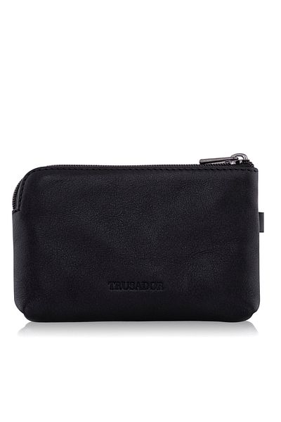Trusador Milano Unisex Μαύρο με φερμουάρ Mini Size Γυναικείο Ανδρικό Πορτοφόλι με μπρελόκ