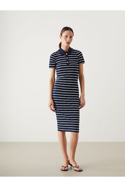 LC Waikiki Shirt Collar Striped Women's Dress